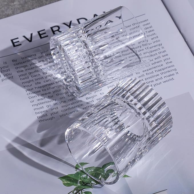 KAMMAK Crystal Whiskey Glasses Set of 2, Luxury 2.03oz Old Fashioned Glasses Stemless, Handcrafted Liquor Glasses, Hand Blown Scotch Cup for Women, Men Barware Gift for Cocktail, Bourbon-Ruum Studio Home