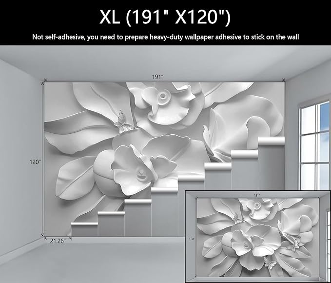 WFBHUA-3d Gray Floral Wallpaper Mural Black and White Embossed Peony Flowers Butterfly Wallpaper for Living Room Bedroom(Not Peel and Stick)-Ruum Studio Home