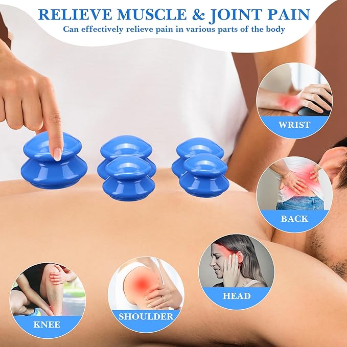 Geiserailie 16 Pcs 4 Sizes Cupping Therapy Set Silicone Cupping Massage Cups Professional Chinese Therapy Cup Vacuum for Body Muscle Nerve(Dark Blue)-Ruum Studio Home