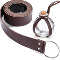 Boao Potion Bottles with Cork Set Dark Magic Cork Round Potion Bottle with Leather Belt Clear Glass Large for Halloween Costume Props DIY Crafts Decorative, 200 ml(Brown)-Ruum Studio Home