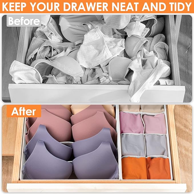 12 Pack Drawer Organizers for Clothing, 116 Large Compartments Fabric Dresser Closet Organizers and Storage Bins for Baby Clothing, Women Men Underwear Socks, Bra, Ties, College Dorm Room Essentials-Ruum Studio Home
