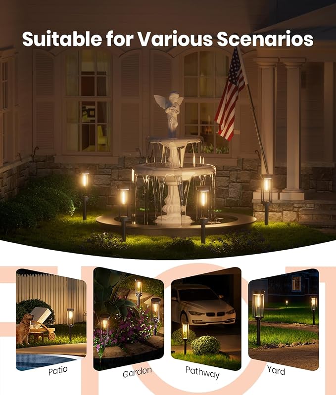 Solar Pathway Lights Outdoor,IP65 Waterproof Auto On/Off Solar Garden Lights Solar Powered Landscape Lighting for Yard Patio Walkway (4)-Ruum Studio Home