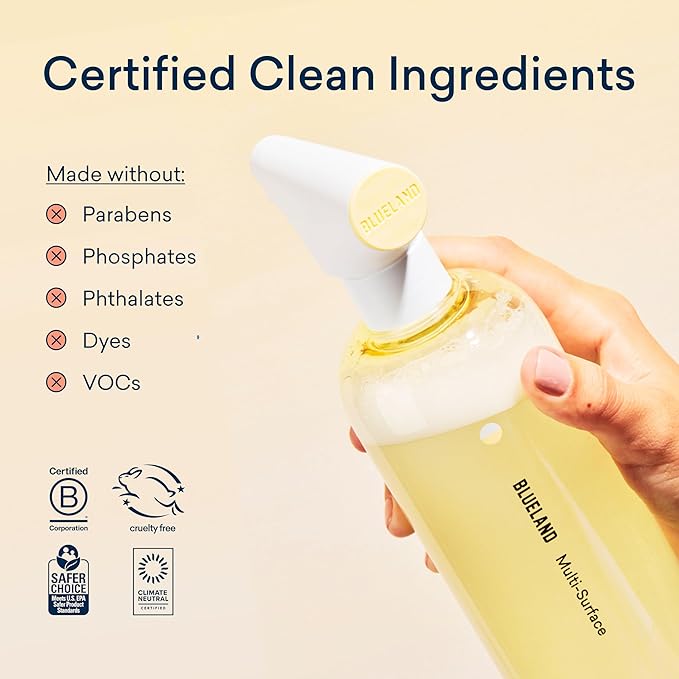 BLUELAND Multi-surface Cleaner, 10 Refill Tablets, Fresh Lemon Scent, All-Purpose, Eco-Friendly Cleaning Supplies, 10 x 24 Fl oz-Ruum Studio Home