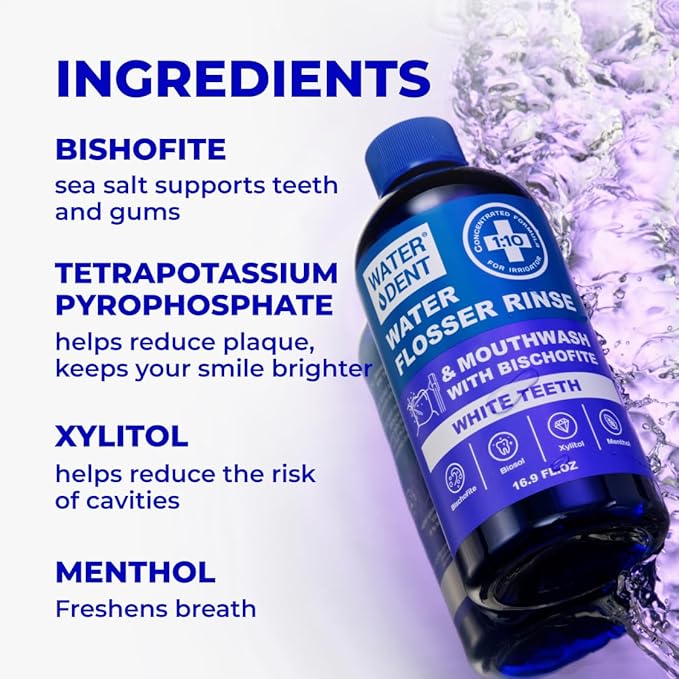 Concentrated Water flosser Rinse & mouthwash Teeth WHITENING | Add to Water Flossers| Fruit Flavor | 1 Pack = 16.9 fl.oz | Peroxide Free. Made in USA-Ruum Studio Home
