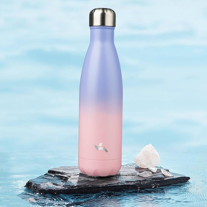 Insulated Water Bottles,17 oz Double Wall Stainless Steel Vacumm Metal Flask for Sports Travel,Pastel Sunset-Ruum Studio Home