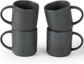 famiware Coffee Mug Set for 4, Star 12 oz Catering Mugs Cup Set with Handle for Coffee, Tea, Cocoa, Milk - Ceramic Stoneware Drinkware Set, Matte Dark Charcoal-Ruum Studio Home