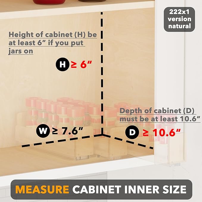 SpaceAid Bamboo Pull Out Spice Rack Organizer for Cabinet, Heavy Duty Slide Out Seasoning Kitchen Pantry Sliding Vertical Organization, 7.6" Wide, 3 Drawers(2" Wide), 1-Tier, Natural-Ruum Studio Home