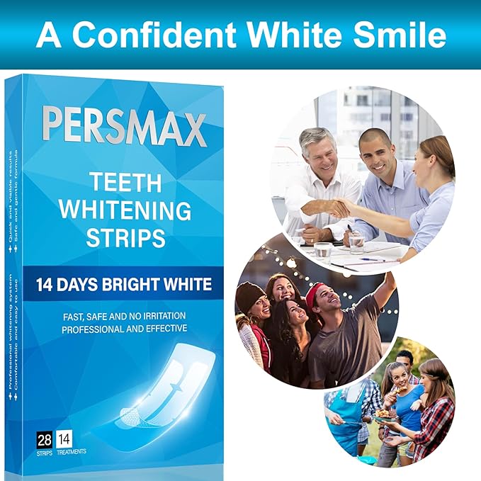 Teeth Whitening Strips for Sensitive Teeth Enamel Safe Whitening Kit No-Slip Remove Coffee Wine Smoking Stains Professional 14 Treatments 28 Strips-Ruum Studio Home