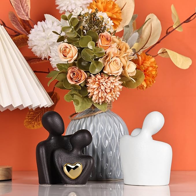 Mini Couple Statue Tv Stand Decor Items for Living Room,Bedroom Decor for Couples Sculpture Knick Knacks for Shelves,Gold Gifts for Valentine Anniversary Birthday,4.72in Show Pieces for Home Decor-Ruum Studio Home