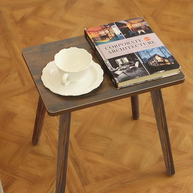 AWASEN Side Table, Small Wood End Table Living Room, Mini Bed Side Table Modern Accent Nightstand with Solid Wood for Bedroom Office Small Spaces, Rustic Brown-Ruum Studio Home