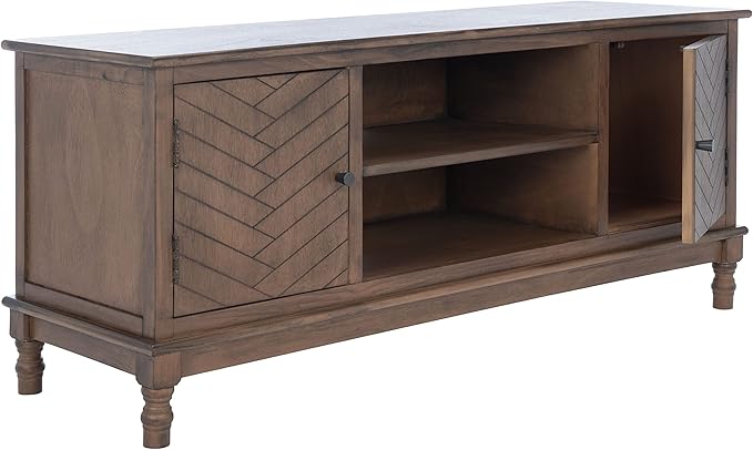 SAFAVIEH Magnolia TV Stand for up to 55" Flatscreen – Brown, 2 Doors with Interior Storage, 2 Open Shelves, Entertainment Media Console (MED5702C)-Ruum Studio Home