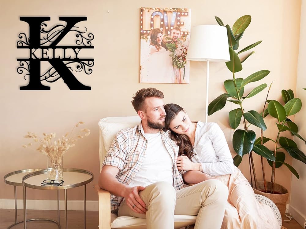 Custom Metal Name Sign | Personalized Metal Signs | Split Letter Monogram Wall Decor | Last Name Sign | Family Name Sign | Personalized Anniversary Wedding Gift | Outdoor Metal Art | Housewarming Gift-Ruum Studio Home