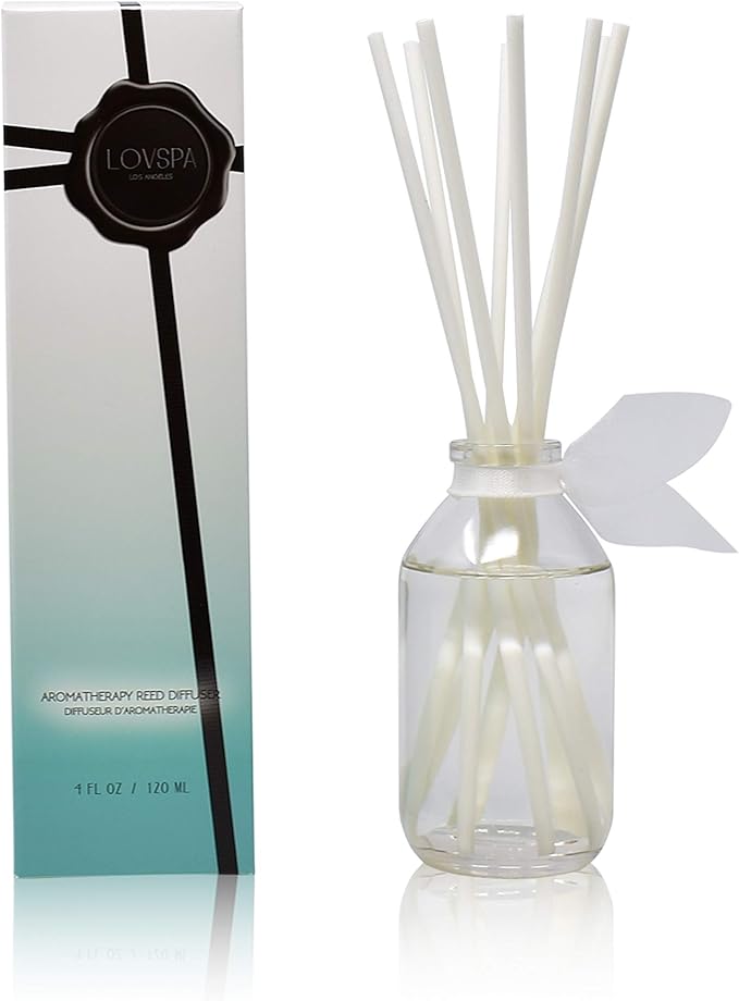 LOVSPA Reed Diffuser Set, Summer Linen Scented Oil Diffuser with Sticks, Home Fragrance Accessories for Bathroom Shelf Decor, Aroma Diffusers for Home or Office Desk, USA Made-Ruum Studio Home