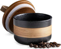 Small Ceramic Jar with Lid, Coffee Container Kitchen Food Storage Jars for Spice Sugar Tea Bag Matcha Container Airtight, Stacairtightkable Decorative Jars for Countertop, Black & 5oz-Ruum Studio Home