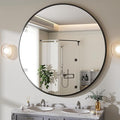 BEAUTYPEAK 48 Inch Round Mirror, Metal Frame Circle Mirror, Wall Mounted for Entryway, Bathroom, Vanity, Living Room, Black-Ruum Studio Home