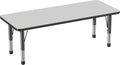 FDP Rectangle Activity School and Classroom Kids Table (24 x 60 inch), Chunky Toddler Legs, Adjustable Height 15-24 inches - Gray Top and Black Edge-Ruum Studio Home