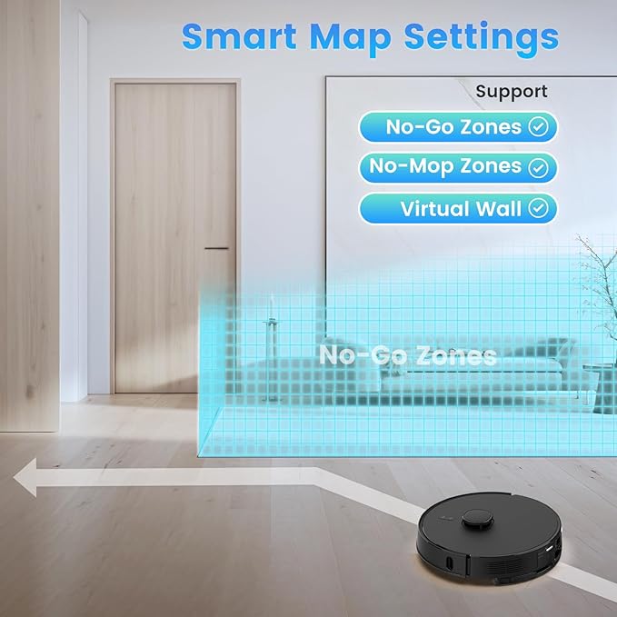 Robot Vacuum and Mop Combo, Self-Emptying, 60-Day Capacity, Schedule, 180mins Runtime, Home Mapping, Wi-Fi/App/Alexa/Remote, Robotic Vacuum Cleaner for Pet, Hard Floors, Carpet-Ruum Studio Home