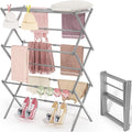 APEXCHASER Clothes Drying Rack, 3-Tier Laundry Drying Rack for Clothes, Expandable Metal Clothing Dryer, Collapsible Towel Rack, Air Drying Rack, Grey-Ruum Studio Home