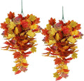 Fall Maple Leaf Hanging Plants Artificial Autumn Leaves Vines Outdoor Autumn Outdoor Decor, Artificial Fall Maple Leaves, Hanging Plants for Autumn Harvest Festival, Fake Plants Indoor(Yellow)-Ruum Studio Home