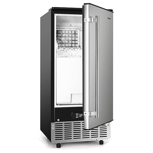 EUHOMY 15" W Commercial Under Counter Ice Maker Machine, 90 Lb/Day Auto-Cleaning & 24H Timer, Gravity Drainage,Stainless Steel Built-in Freestanding Ice Maker, 24 Lb Bin, Ideal for Commercial & Home-Ruum Studio Home