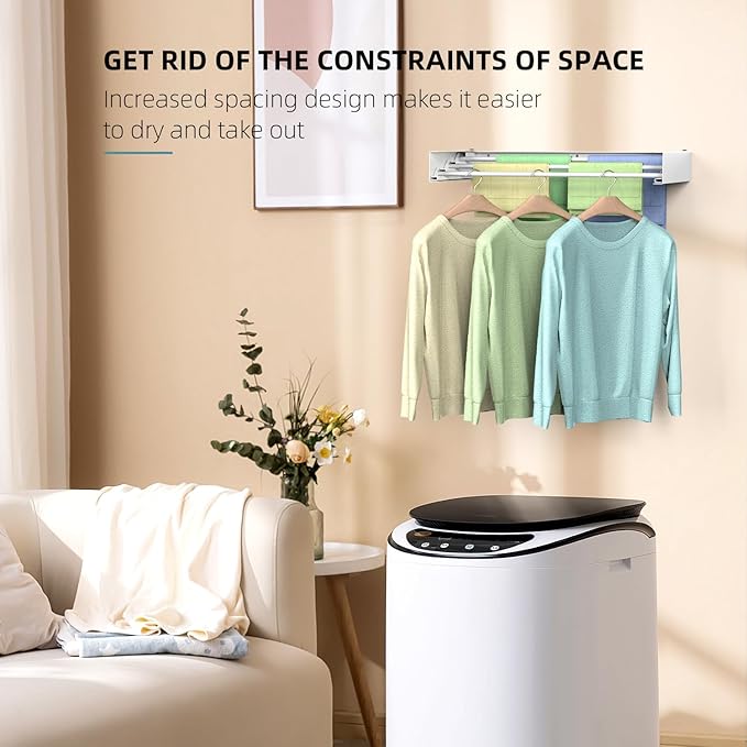 Laundry Drying Rack Collapsible, Wall Mounted Clothes Drying Rack Wall, Space Saving Drying Rack for Laundry, 19.8" Wide, 3 Aluminum Rods, 50 lb Capacity-Ruum Studio Home