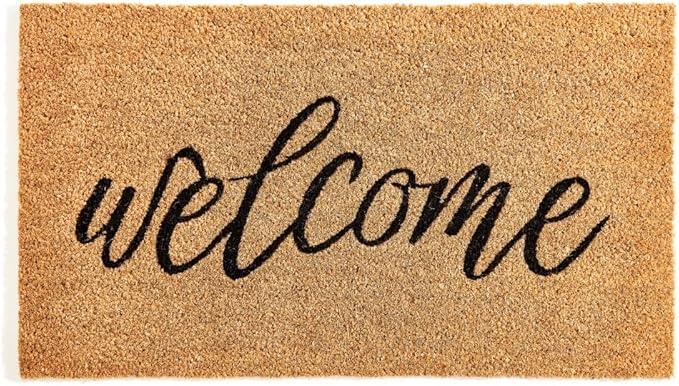 KANKUN Coco Coir Door Mat with Heavy Duty Backing, Welcome Doormat (17" x 30"), Doormat Entrance (Welcome3)-Ruum Studio Home
