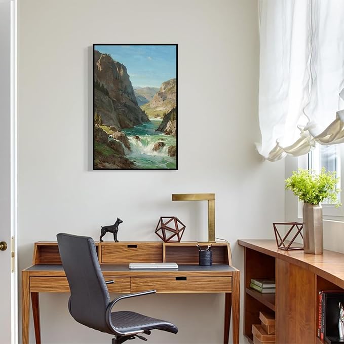 Natural mountain stream scenery poster suitable for bedroom beautiful blue sky flowing river scenery suitable for living room dormitory office-Ruum Studio Home