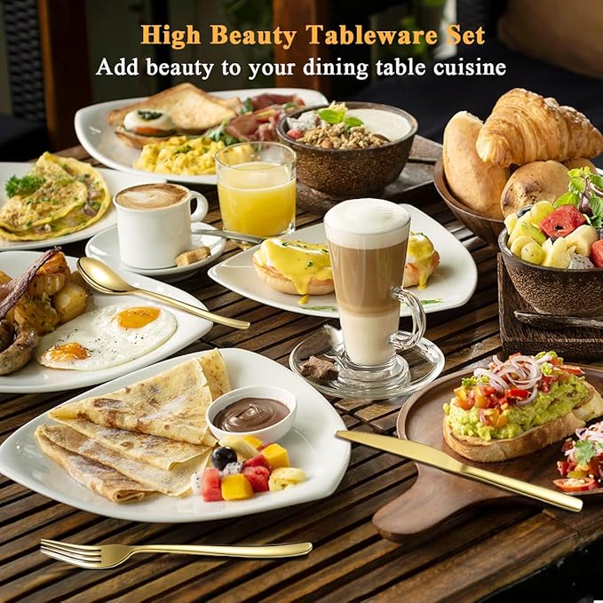 Berglander Gold Silverware Set 60pcs Service for 12, Golden Titanium Plating Stainless Steel Flatware Set, Gold Spoons Forks Knives Set for Home, Wedding, Restaurant, Hotel, Dishwasher Safe-Ruum Studio Home