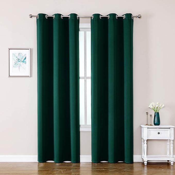 ChrisDowa Blackout Curtains 72 inches Long for Bedroom - 2 Panels Set Grommet Thermal Insulated Room Darkening Curtains for Living Room (Forest Green, 42 x 72 Inch)-Ruum Studio Home