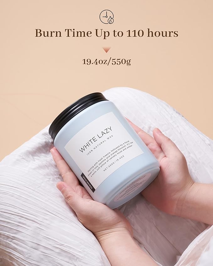 M&SENSE Spring Scented Candle, Jasmine Clean Cotton Soy Wax Large 19.4oz 110 Hour Long Lasting Burning Non Toxic Organic Natural 2 Wick Relaxing Jar Candle for Women-Ruum Studio Home