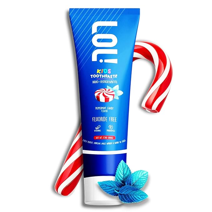 LOL Kid Toothpaste Fluoride Free, Nano Hydroxyapatite Toothpaste Kids, Probiotics & Xylitol Tooth Paste Kids | Remineralizing | Natural | Plant-Based Foam | Pasta De Dientes para Niños (Peppermint)-Ruum Studio Home