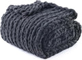 YnM Chunky Throw Blanket, Medium-Weight, Hand Knitted with Chenille Yarn, Skin Friendly, Ventilated and Breathable, Machine Washable, Home Décor Piece for Couch, Sofa and Bed (Lava Grey, 40x50 Inch)-Ruum Studio Home