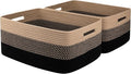 Large Storage Basket for Organizing, Woven Rope Basket for Shelves, Closet Organizer Bins for Clothes, Blanket, Toys, Baby Nursery Storage, 17.7" x 13" x 7.87", 2 Packs Black & Brown-Ruum Studio Home