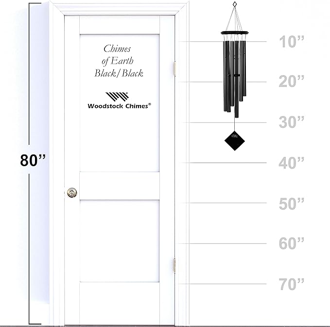 Woodstock Chimes Pluto Wind Chime for Outside 37" Black Wood Medium Tone Sound for Outdoor Garden, Patio, Porch Decor Gifts, Encore Collection, DCKK37-Ruum Studio Home