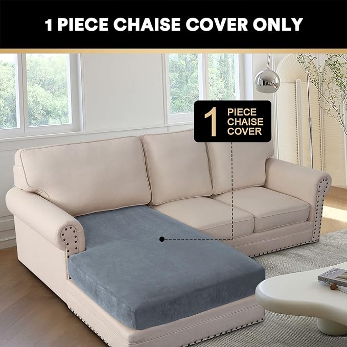 PrinceDeco Velvet Couch Cover for Dogs, Washable L Shaped Couch Cover, 1 Piece, Stone Blue-Ruum Studio Home