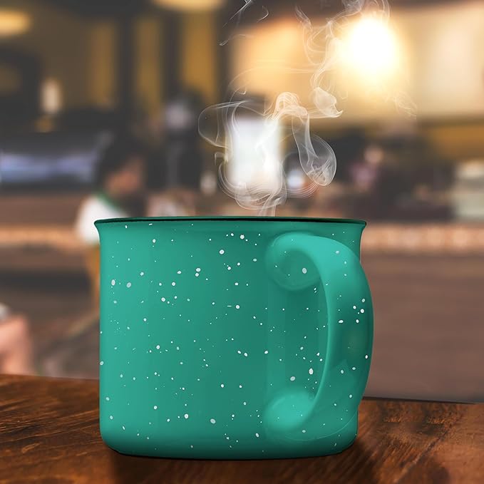 DISCOUNT PROMOS Ceramic Campfire Coffee Mugs 13 oz. Set of 10, Bulk Pack - Perfect for Tea, Espresso, Cappuccino, Hot Cocoa - Mint-Ruum Studio Home