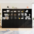 TUSY 71" Bookshelf Bookcase, 3-Tier Modern Bookshelves 3 Large Drawer, Wood Filing Cabinet with Open Storage Shelf, Glass Doors 5-Tier Fixed Storage Shelves for Home Office (Black)-Ruum Studio Home