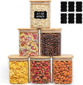 ComSaf 0.8 Qt Glass Food Storage Jars Set of 6, Clear Storage Containers with Airtight Lids, Pantry Organization Jar, Spice Jar, Blooming Tea, Oat, Coffee and Sugar Container, Canister Set for Kitchen-Ruum Studio Home