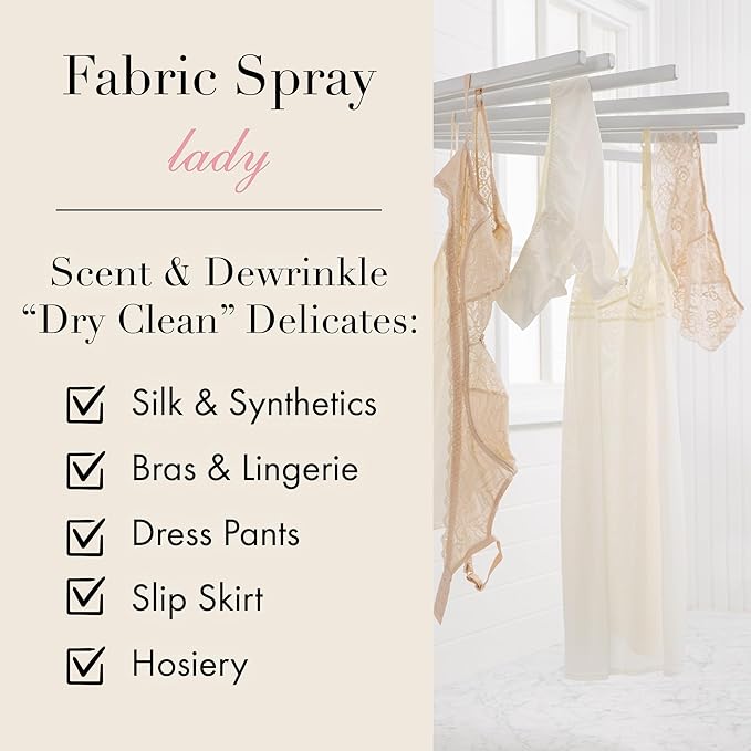 The Laundress Delicate Fabric Spray, Wrinkle Release Spray, Upholstery and Linen Spray, Silk & Lingerie Refresher, Lady Scent, Citrus, Rosewood, Musk, 8 Fl Oz-Ruum Studio Home