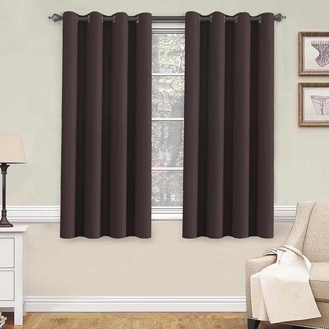 H.VERSAILTEX Blackout Thermal Insulated Curtains for Bedroom/Living Room, 52" Wide x 63" Long Each Panel,Grommet Top (Set of 2 Panels, Chocolate Brown)-Ruum Studio Home