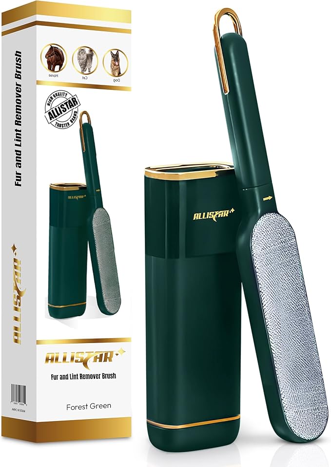 Pet Hair Remover, Lint Remover, Lint Brush for Clothes, Furniture, Carpets, Car Seats. Cat Hair Remover. Dog Hair Remover Laundry. Double-Sided. Reusable. Self-Cleaning Base. ALLISTAR (Forest Green)-Ruum Studio Home