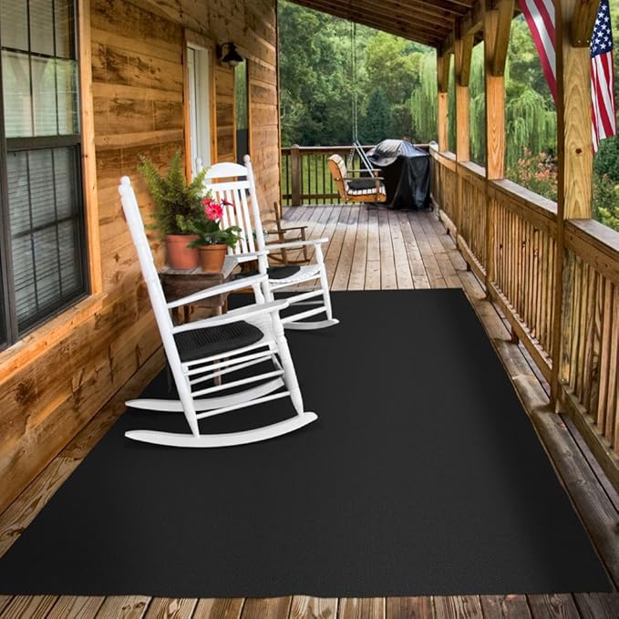 House, Home and More Indoor Outdoor Carpet with Rubber Marine Backing - Black - 6 Feet x 25 Feet - Durable, UV-Resistant - Adds Color and Comfort to Your Deck, Patio or Other Outdoor Rug Space.-Ruum Studio Home