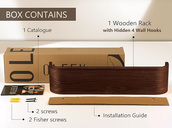 OLEEK Wall Coat Rack - Wall Shelf with Hooks - entryway Hooks - entryway Shelf - Modern Coat Rack - Wooden Coat Rack Wall Mount for Home Decor - Wooden Mount for Home Decor - Jacket Hanger-Ruum Studio Home