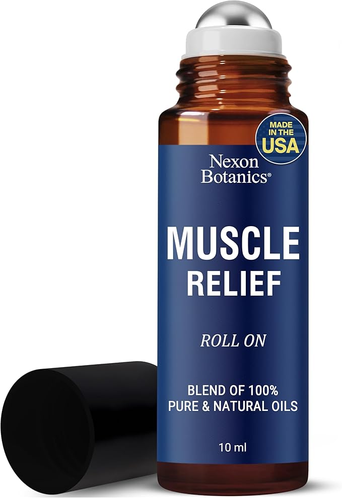 Muscle Relief Essential Oil Roll-On 10 ml - Pure Natural Blend for Sore Muscles, Aches & Recovery - Easy Roller for Athletes & Active Lifestyles - Nexon Botanics-Ruum Studio Home