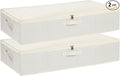 Underbed Storage Box, Clothes Organizer With Sturdy Structure and Reinforced Handles for Blanket, Sheets, Pillows, Towels, Shoes, Beige, 2 Pack, 31.5 x 15.7 x 5.9 Inch-Ruum Studio Home