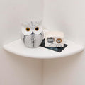 Corner Shelf, White Solid Oak Wood Floating Corner Shelves Wall Mount Round End Floating Speaker Rack Display Shelf for Small Plant Photo Frame (White, 7in)-Ruum Studio Home