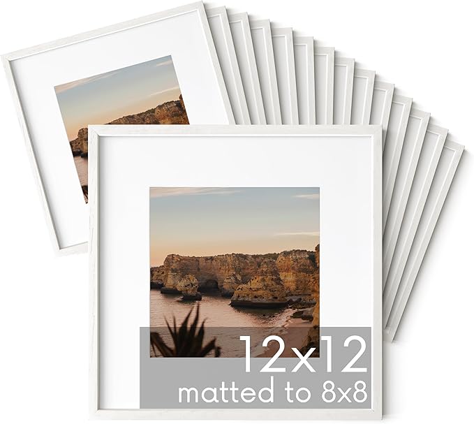HAUS AND HUES Square Picture Frames 12 x 12 Set of 15 - Photo Gallery Wall Frame Set, Wood Frames With Mat, White Oak-Ruum Studio Home
