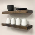 URBANDI, Rustic Floating Shelves, Set of 2, Hidden Bracket, Solid Wood, Heavy Duty, Wall Mounted Shelves, (Dark Brown, 48Wx10D)-Ruum Studio Home