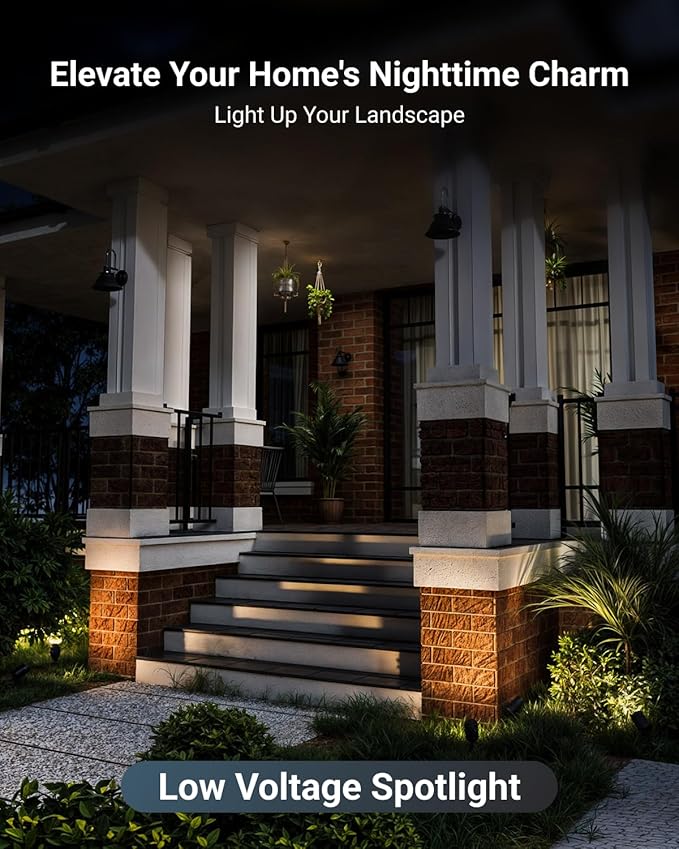 Sunco 6 Pack Garden Tree Flag Lights Outdoor [Luces para Jardin], LED Low Voltage Scope Spotlight with Connectors, 10W, Selectable CCT 2700K/4000K/5000K, 12V-24V, Beam Angle Adjustable, IP65 ETL-Ruum Studio Home