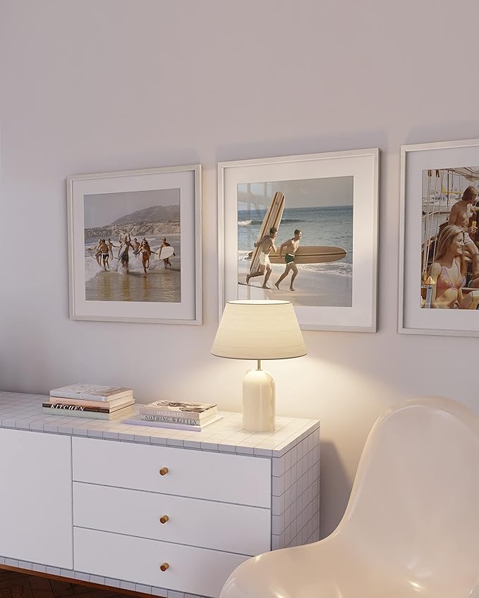 HAUS AND HUES Solid Oak Wood 20”x20” Picture Frames Matted to 16”x16” Set of 3-3 Piece White Square Frames, 20x20 White Picture Frames for Wall, White Frames 20 x 20, Gallery Wall Frame Set-Ruum Studio Home